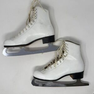 Riedell White Leather Figure Skates MK Fiesta Sheffield Steel Blades Size 5 SK